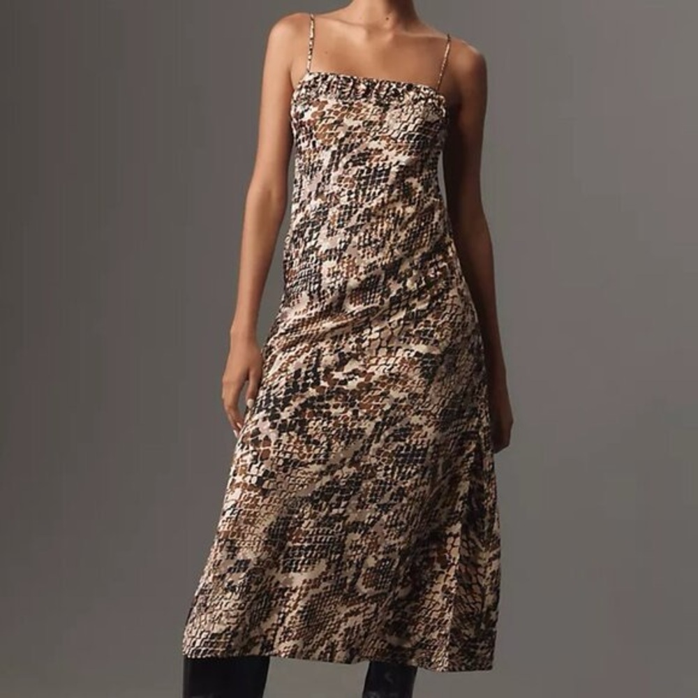 NWT Anthropologie Neutral Snake-Print Slip Dress